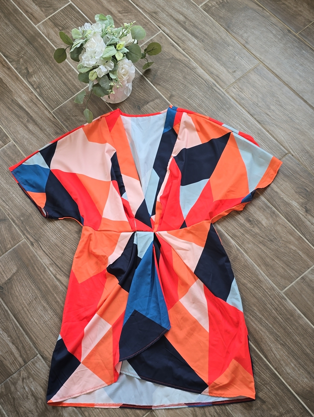 SHEIN Multicolor Geo-Print Mini Dress in Red, Orange, Blue, Navy, Pink